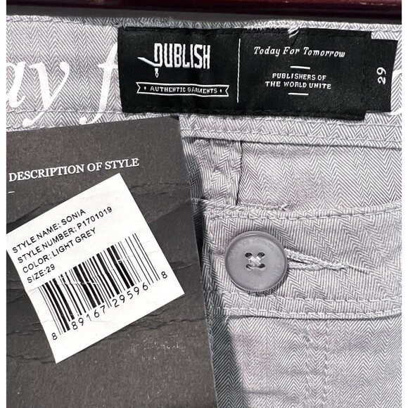 Publish Pants Women Size 29 Light Grey Cotton Straight Leg Mid Rise Relaxed - Picture 6 of 10